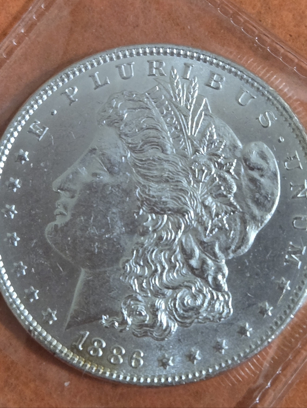 Silver 1886 MORGAN DOLLAR COIN UNITED STATES OF AMERICA CURRENCY Grandpa Granny